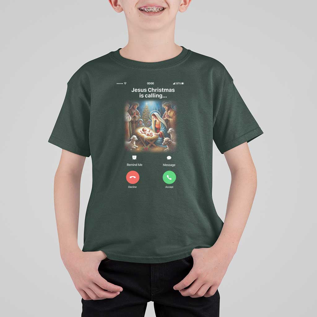 Jesus Christmas T Shirt For Kid Video Call Nativity Scene Funny Christian Xmas - Wonder Print Shop