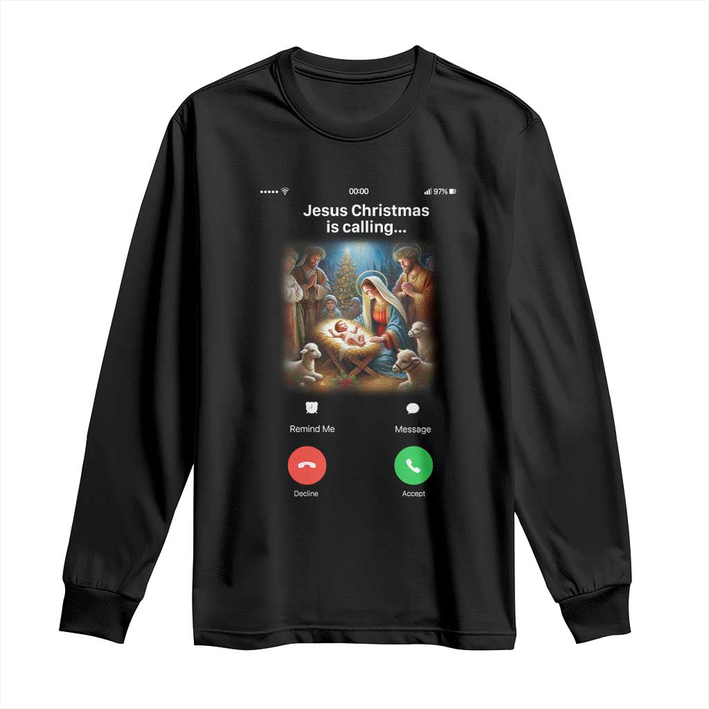 Jesus Christmas Long Sleeve Shirt Video Call Nativity Scene Funny Christian Xmas - Wonder Print Shop