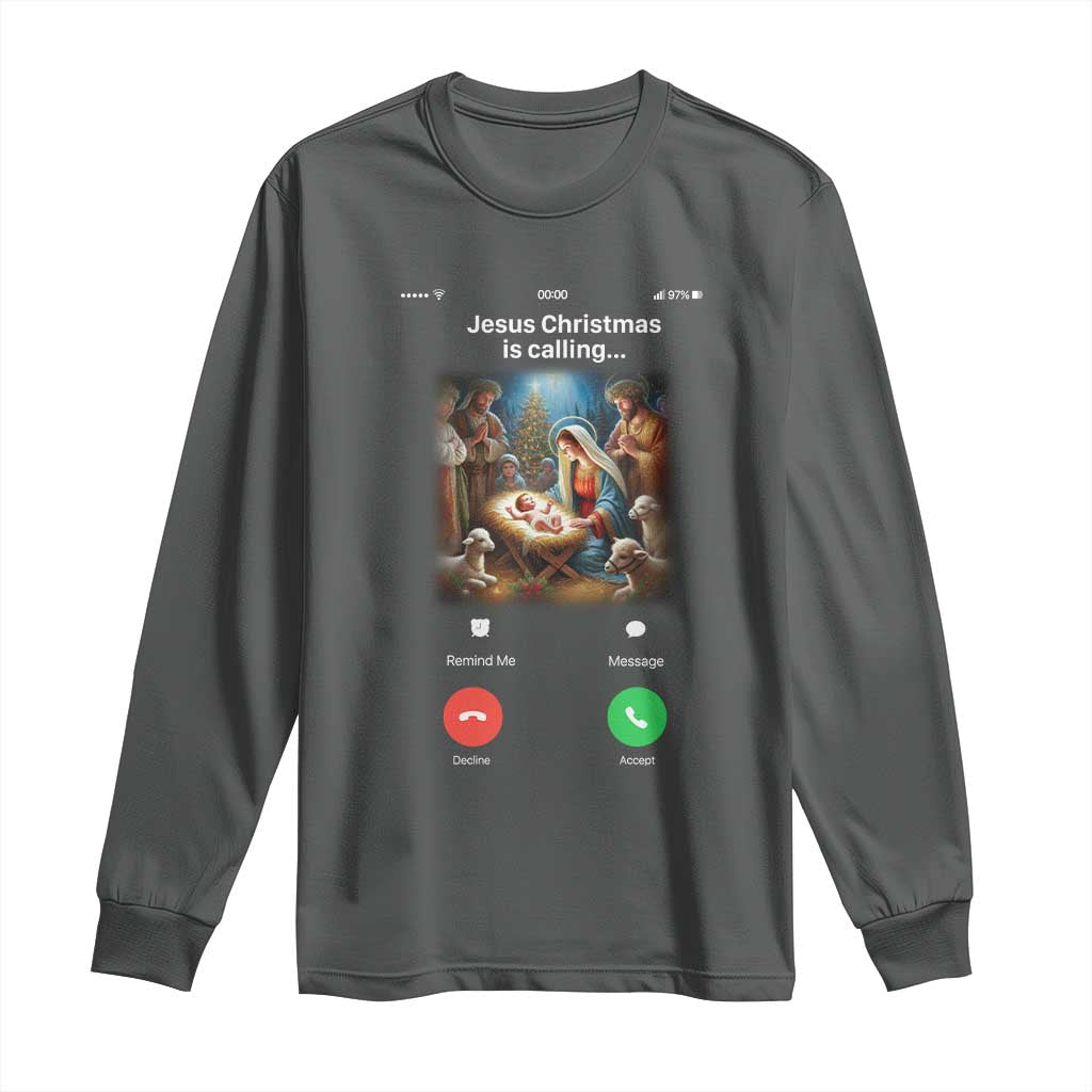 Jesus Christmas Long Sleeve Shirt Video Call Nativity Scene Funny Christian Xmas - Wonder Print Shop