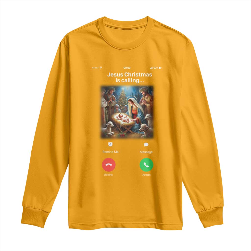 Jesus Christmas Long Sleeve Shirt Video Call Nativity Scene Funny Christian Xmas - Wonder Print Shop