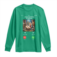 Jesus Christmas Long Sleeve Shirt Video Call Nativity Scene Funny Christian Xmas - Wonder Print Shop