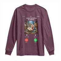 Jesus Christmas Long Sleeve Shirt Video Call Nativity Scene Funny Christian Xmas - Wonder Print Shop