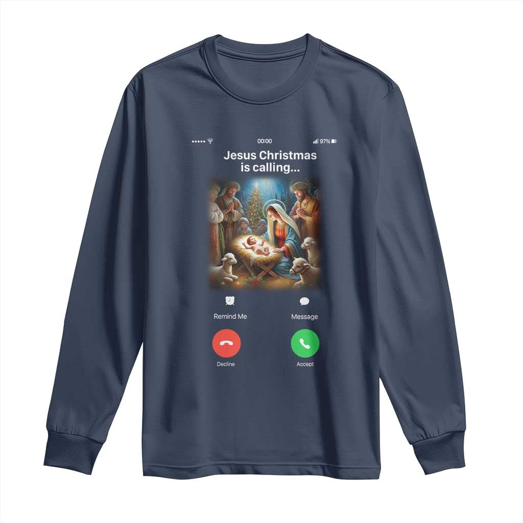 Jesus Christmas Long Sleeve Shirt Video Call Nativity Scene Funny Christian Xmas - Wonder Print Shop