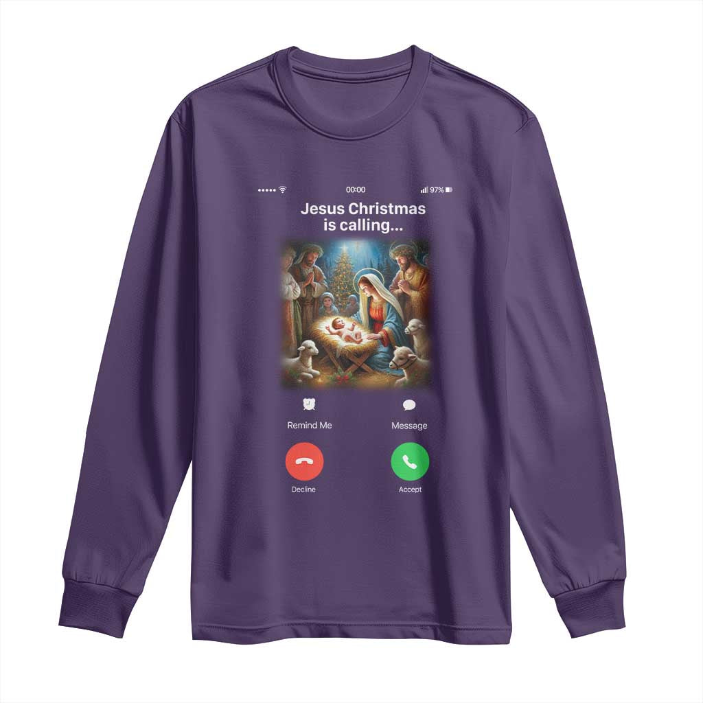 Jesus Christmas Long Sleeve Shirt Video Call Nativity Scene Funny Christian Xmas - Wonder Print Shop