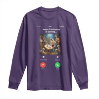 Jesus Christmas Long Sleeve Shirt Video Call Nativity Scene Funny Christian Xmas - Wonder Print Shop