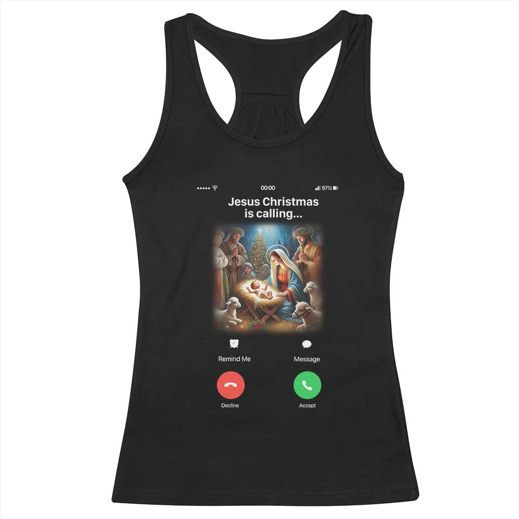 Jesus Christmas Racerback Tank Top Video Call Nativity Scene Funny Christian Xmas - Wonder Print Shop