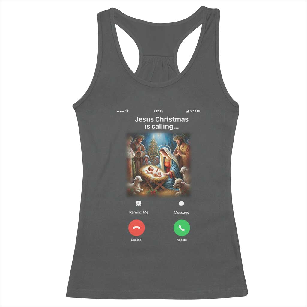 Jesus Christmas Racerback Tank Top Video Call Nativity Scene Funny Christian Xmas - Wonder Print Shop
