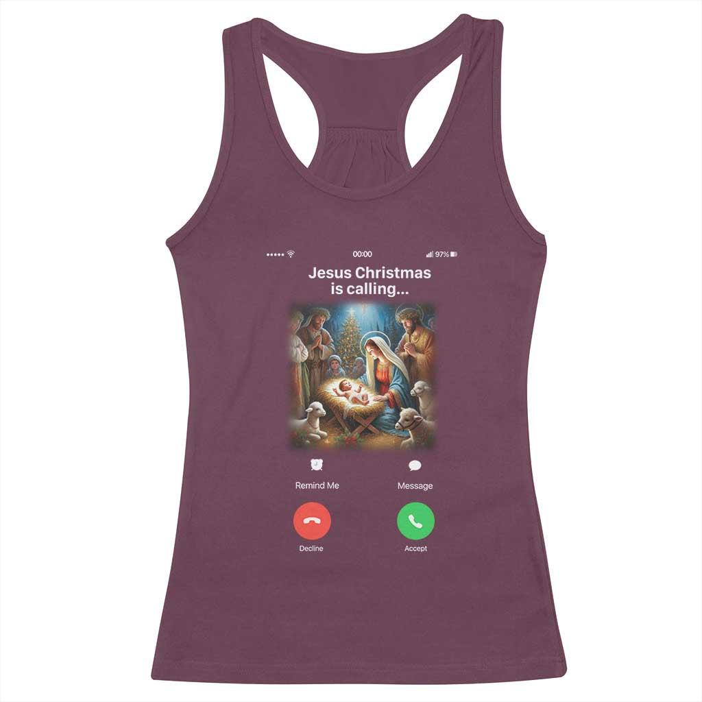 Jesus Christmas Racerback Tank Top Video Call Nativity Scene Funny Christian Xmas - Wonder Print Shop