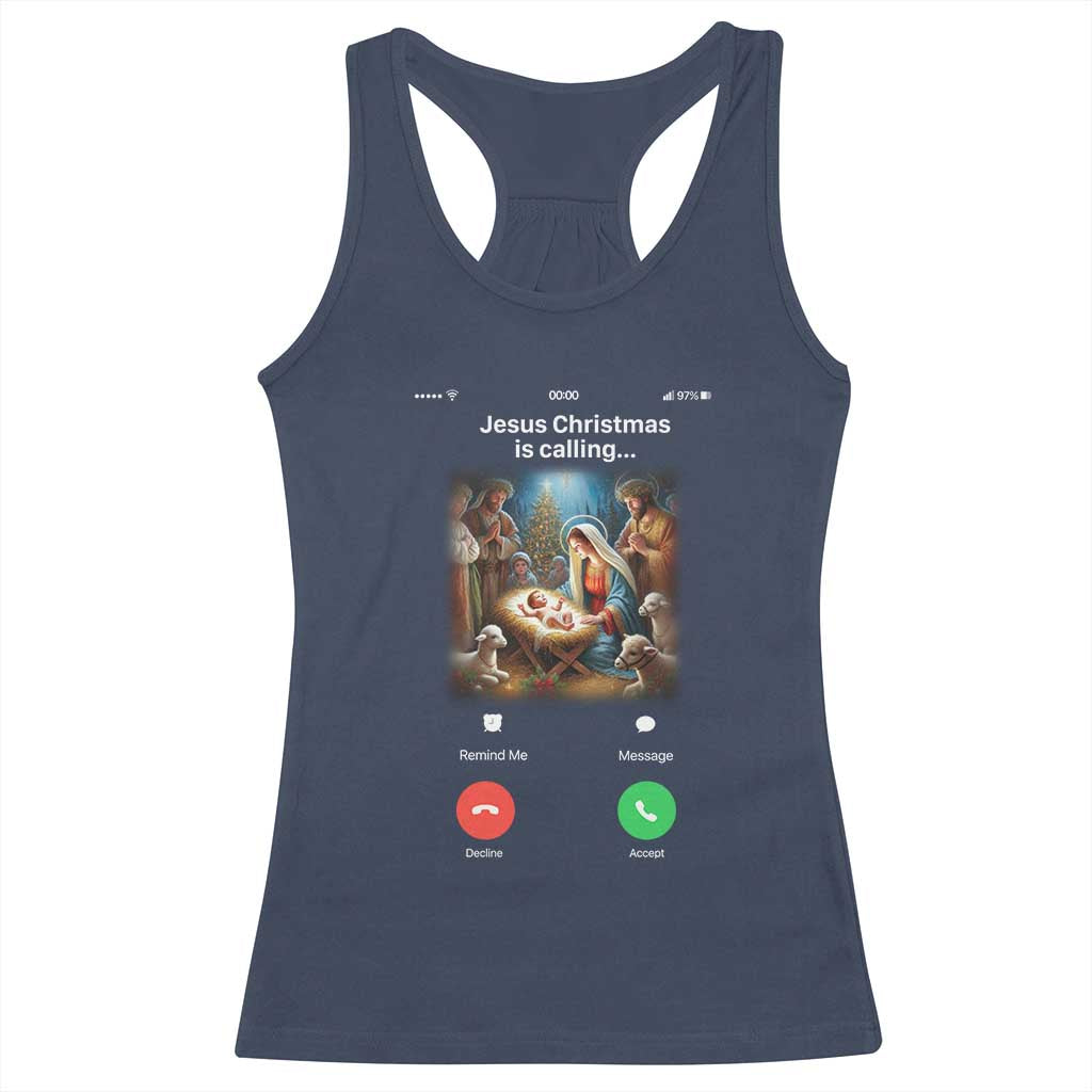 Jesus Christmas Racerback Tank Top Video Call Nativity Scene Funny Christian Xmas - Wonder Print Shop