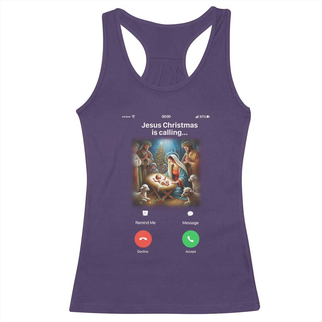 Jesus Christmas Racerback Tank Top Video Call Nativity Scene Funny Christian Xmas - Wonder Print Shop