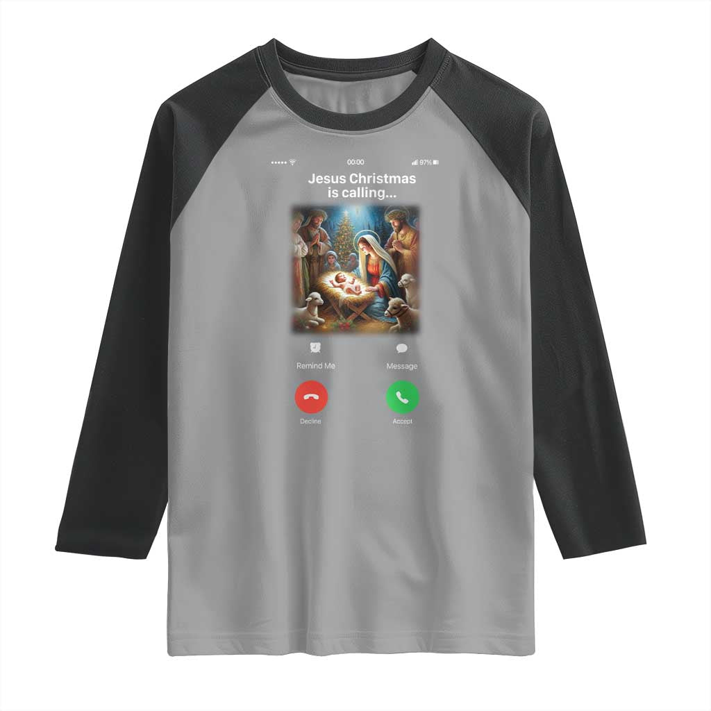 Jesus Christmas Raglan Shirt Video Call Nativity Scene Funny Christian Xmas - Wonder Print Shop