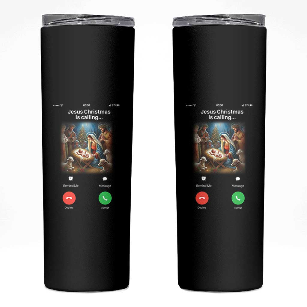 Jesus Christmas Skinny Tumbler Video Call Nativity Scene Funny Christian Xmas - Wonder Print Shop