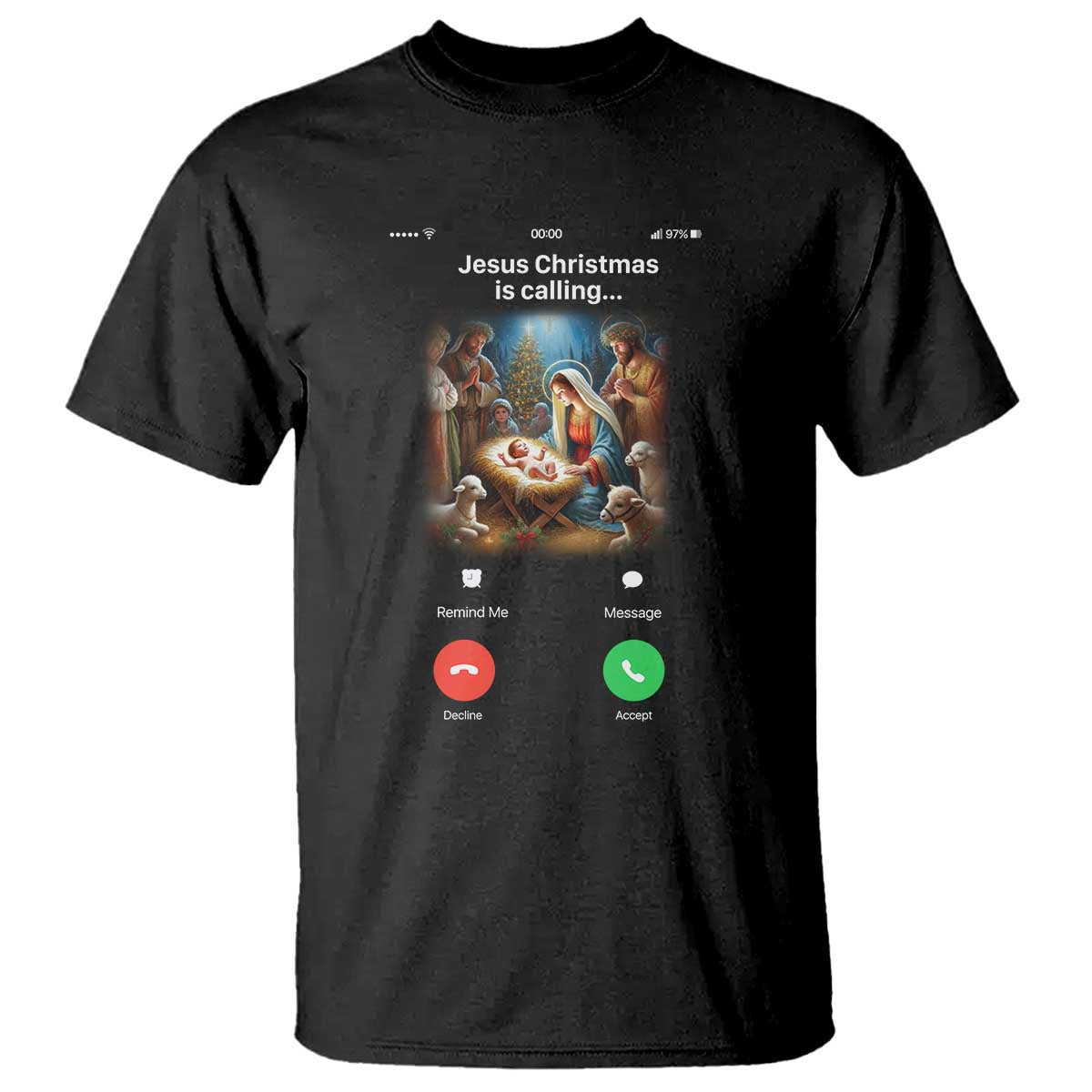 Jesus Christmas T Shirt Video Call Nativity Scene Funny Christian Xmas - Wonder Print Shop
