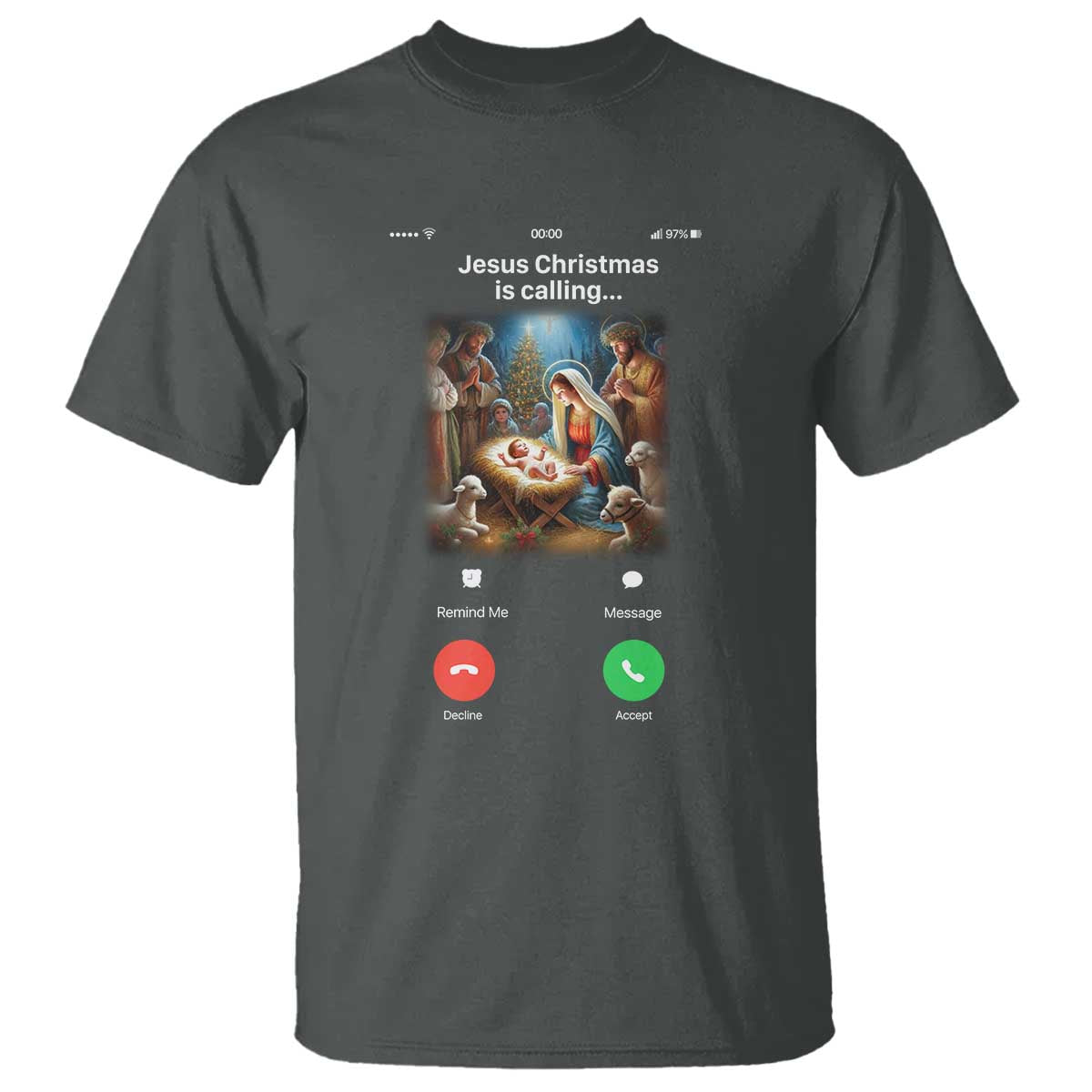 Jesus Christmas T Shirt Video Call Nativity Scene Funny Christian Xmas - Wonder Print Shop