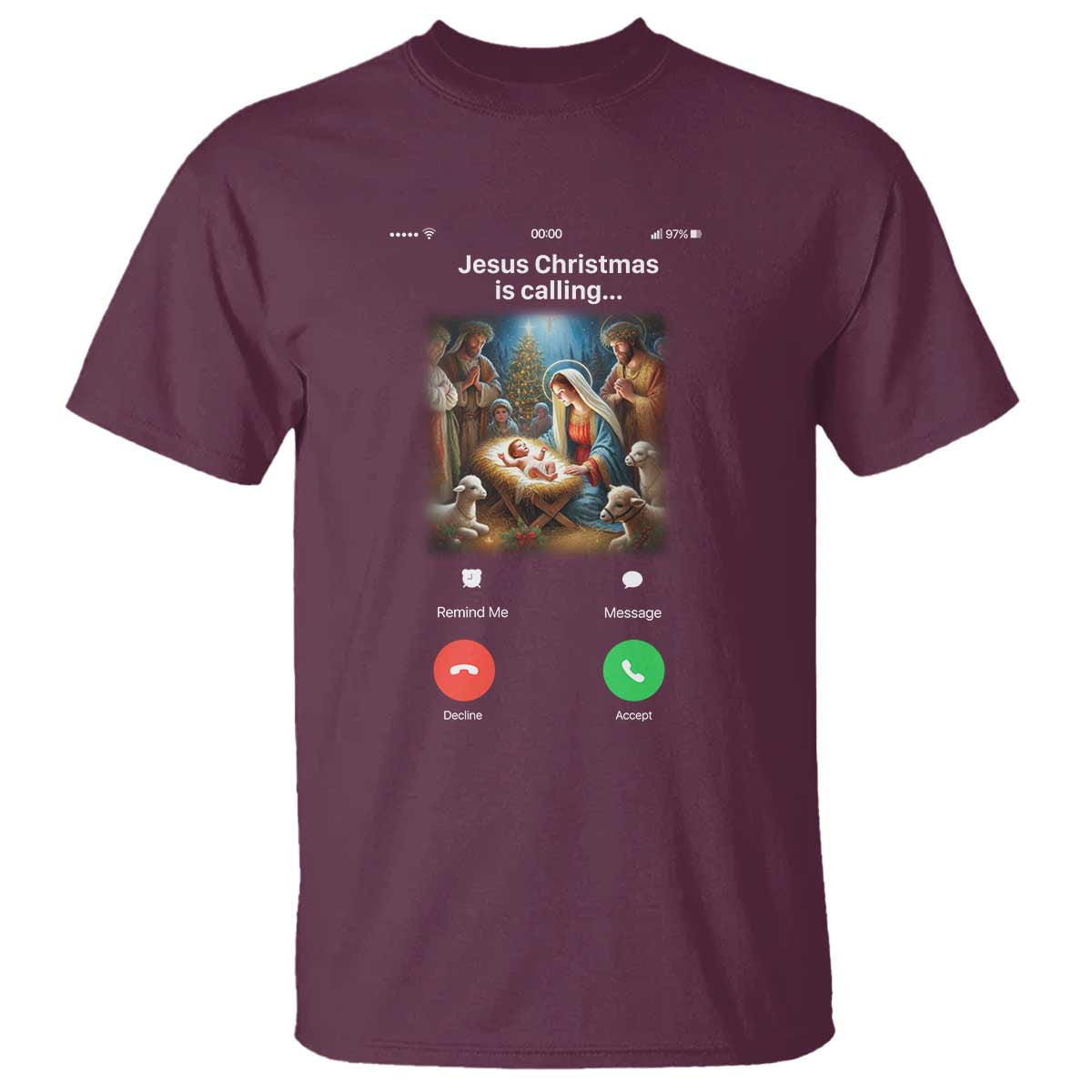 Jesus Christmas T Shirt Video Call Nativity Scene Funny Christian Xmas - Wonder Print Shop