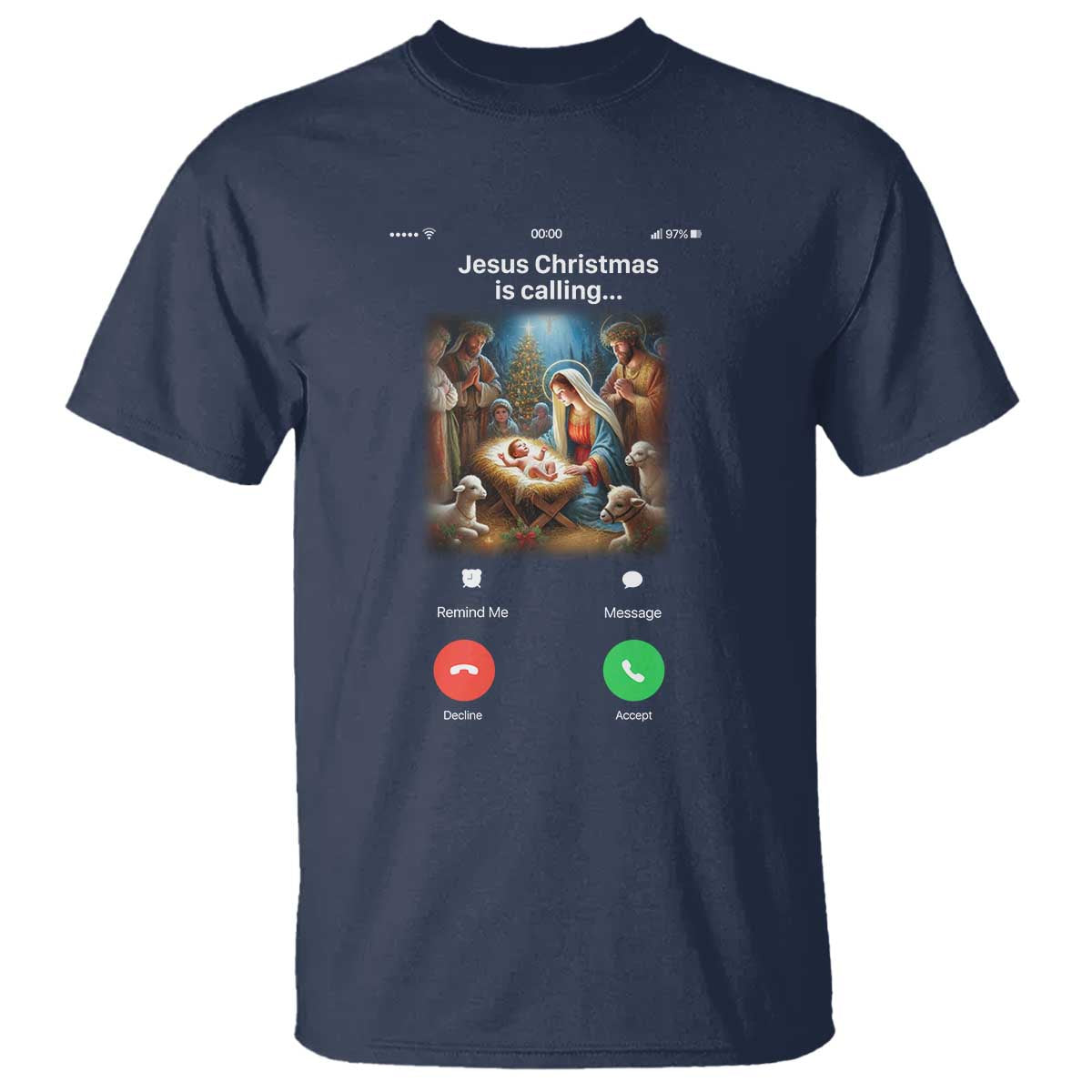 Jesus Christmas T Shirt Video Call Nativity Scene Funny Christian Xmas - Wonder Print Shop