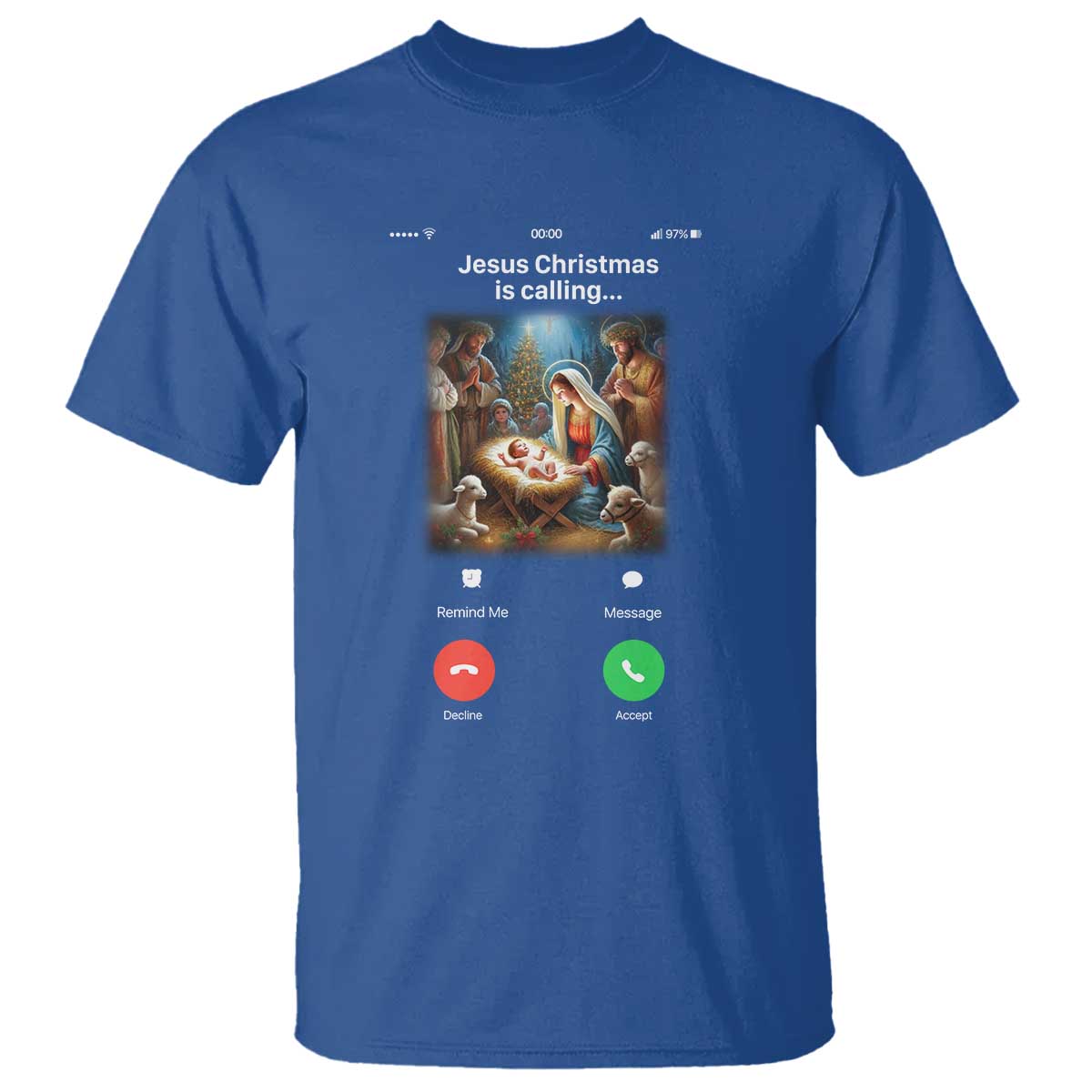 Jesus Christmas T Shirt Video Call Nativity Scene Funny Christian Xmas - Wonder Print Shop
