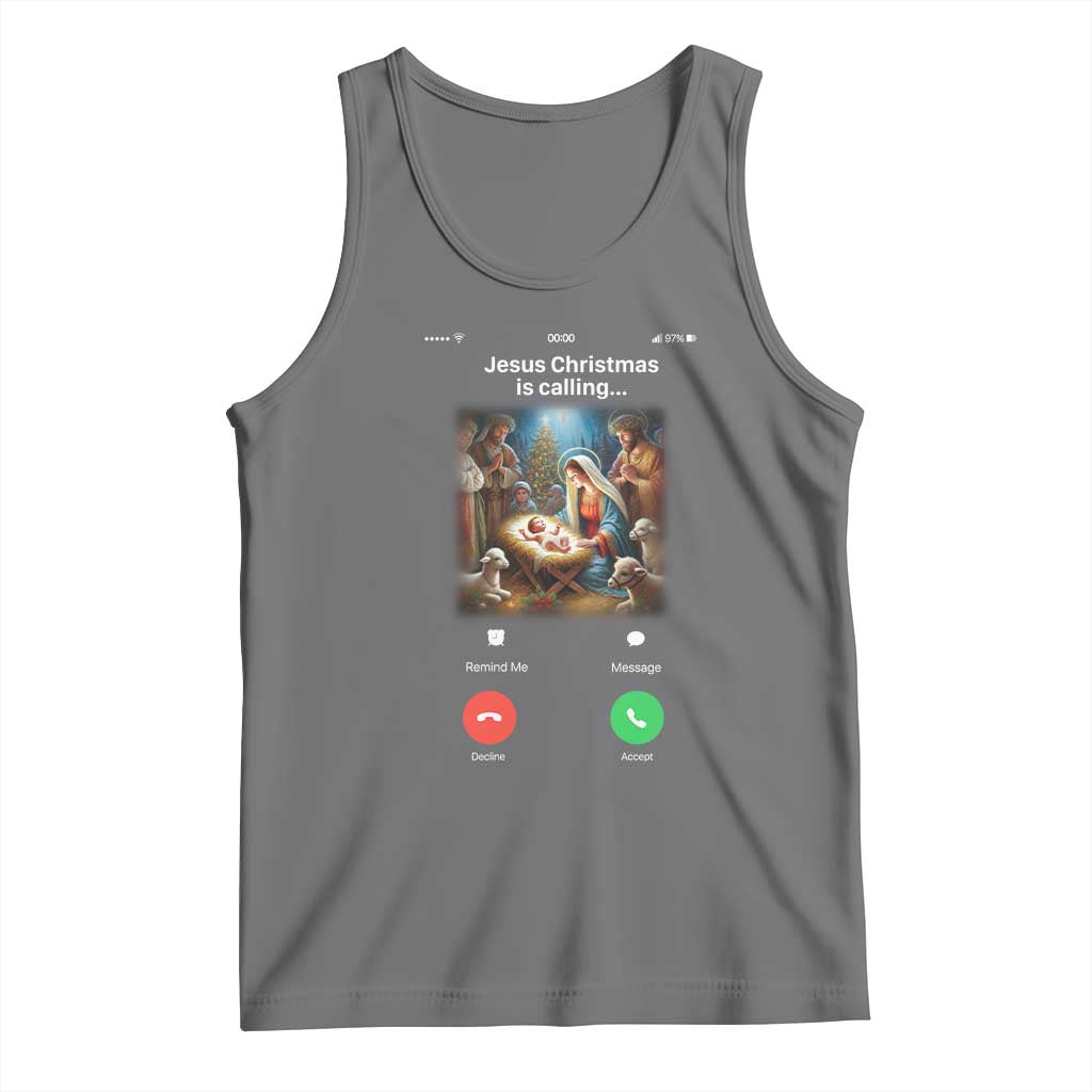 Jesus Christmas Tank Top Video Call Nativity Scene Funny Christian Xmas - Wonder Print Shop