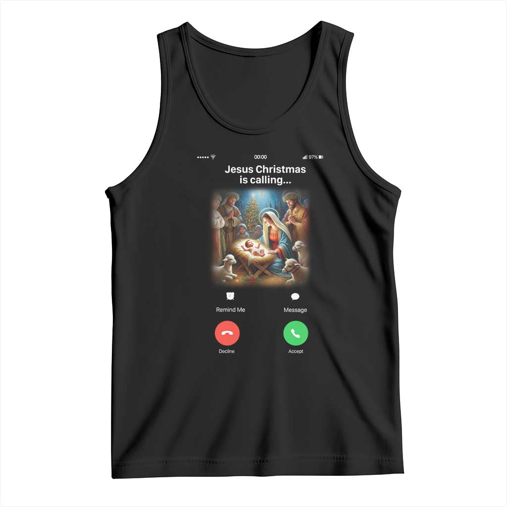 Jesus Christmas Tank Top Video Call Nativity Scene Funny Christian Xmas - Wonder Print Shop