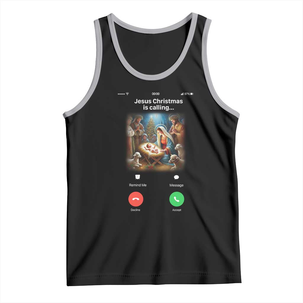 Jesus Christmas Tank Top Video Call Nativity Scene Funny Christian Xmas - Wonder Print Shop