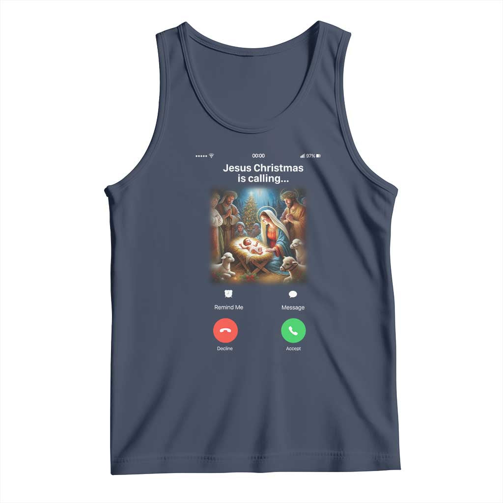 Jesus Christmas Tank Top Video Call Nativity Scene Funny Christian Xmas - Wonder Print Shop