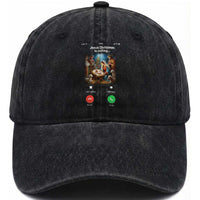 Jesus Christmas Washed Cotton Baseball Cap Video Call Nativity Scene Funny Christian Xmas