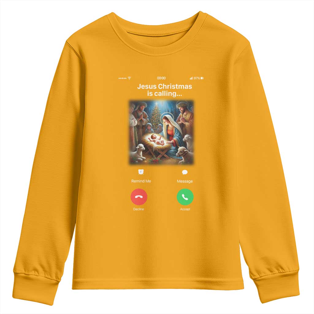 Jesus Christmas Youth Sweatshirt Video Call Nativity Scene Funny Christian Xmas - Wonder Print Shop