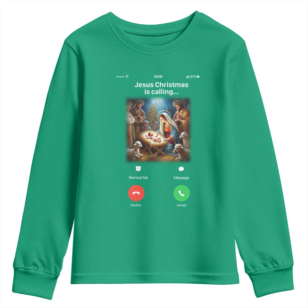 Jesus Christmas Youth Sweatshirt Video Call Nativity Scene Funny Christian Xmas - Wonder Print Shop