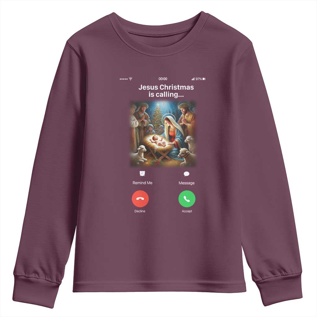 Jesus Christmas Youth Sweatshirt Video Call Nativity Scene Funny Christian Xmas - Wonder Print Shop