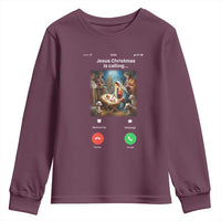 Jesus Christmas Youth Sweatshirt Video Call Nativity Scene Funny Christian Xmas - Wonder Print Shop