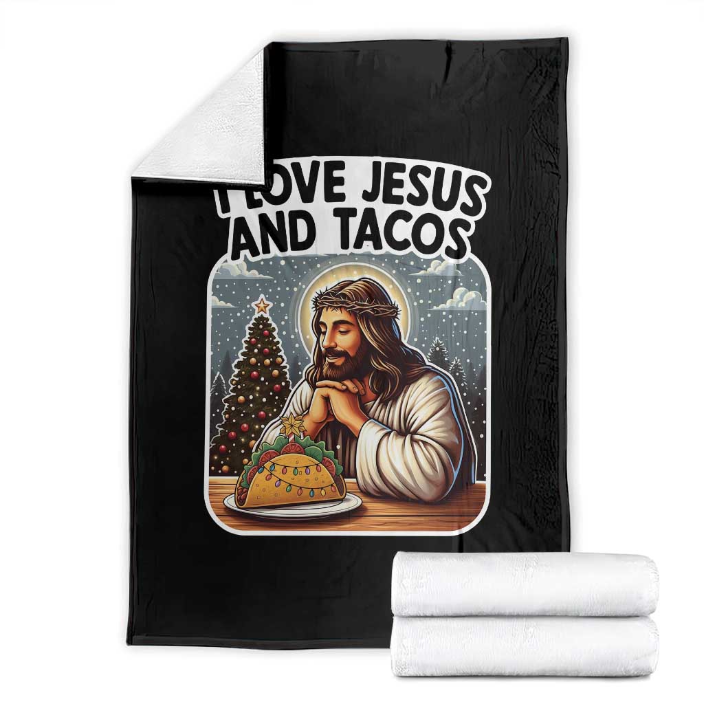 Funny Jesus Christian Christmas Throw Blanket I Love Jesus And Tacos - Wonder Print Shop