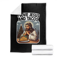 Funny Jesus Christian Christmas Throw Blanket I Love Jesus And Tacos - Wonder Print Shop