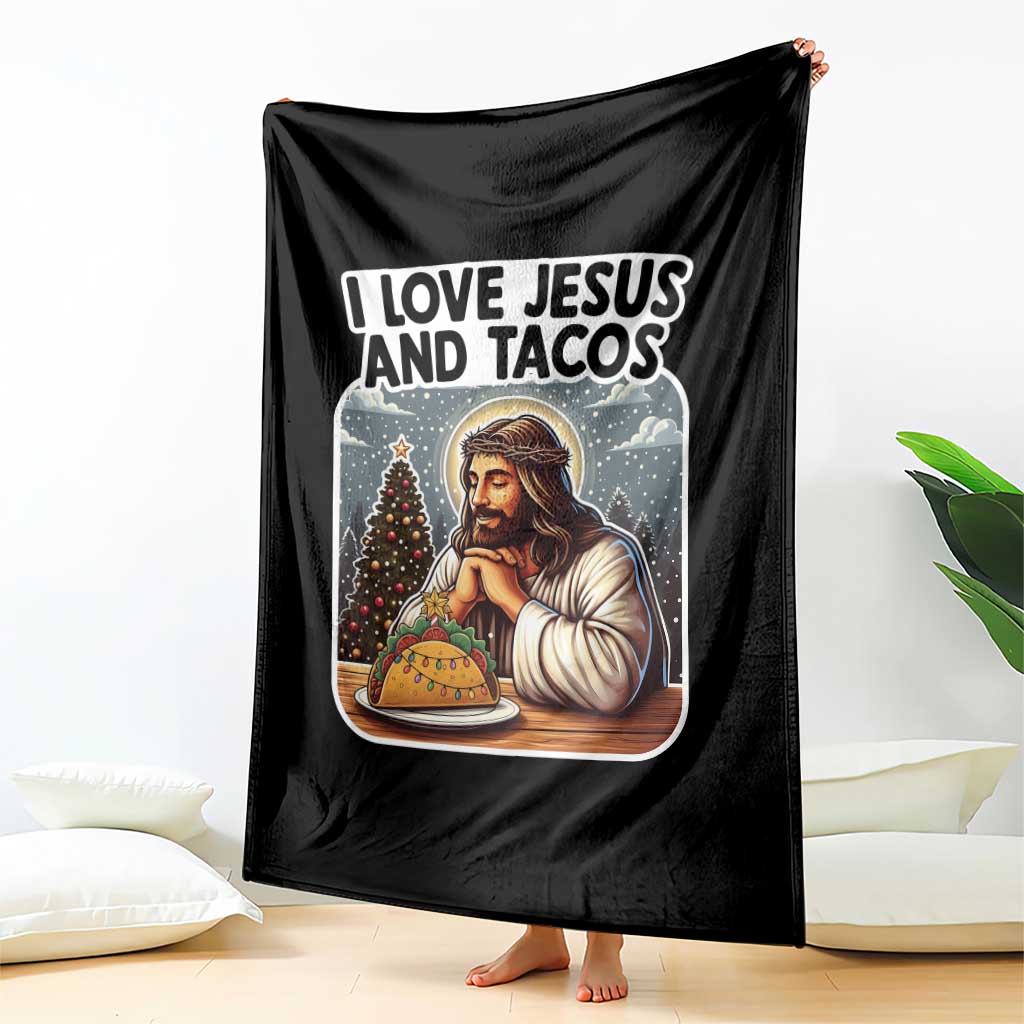 Funny Jesus Christian Christmas Throw Blanket I Love Jesus And Tacos - Wonder Print Shop