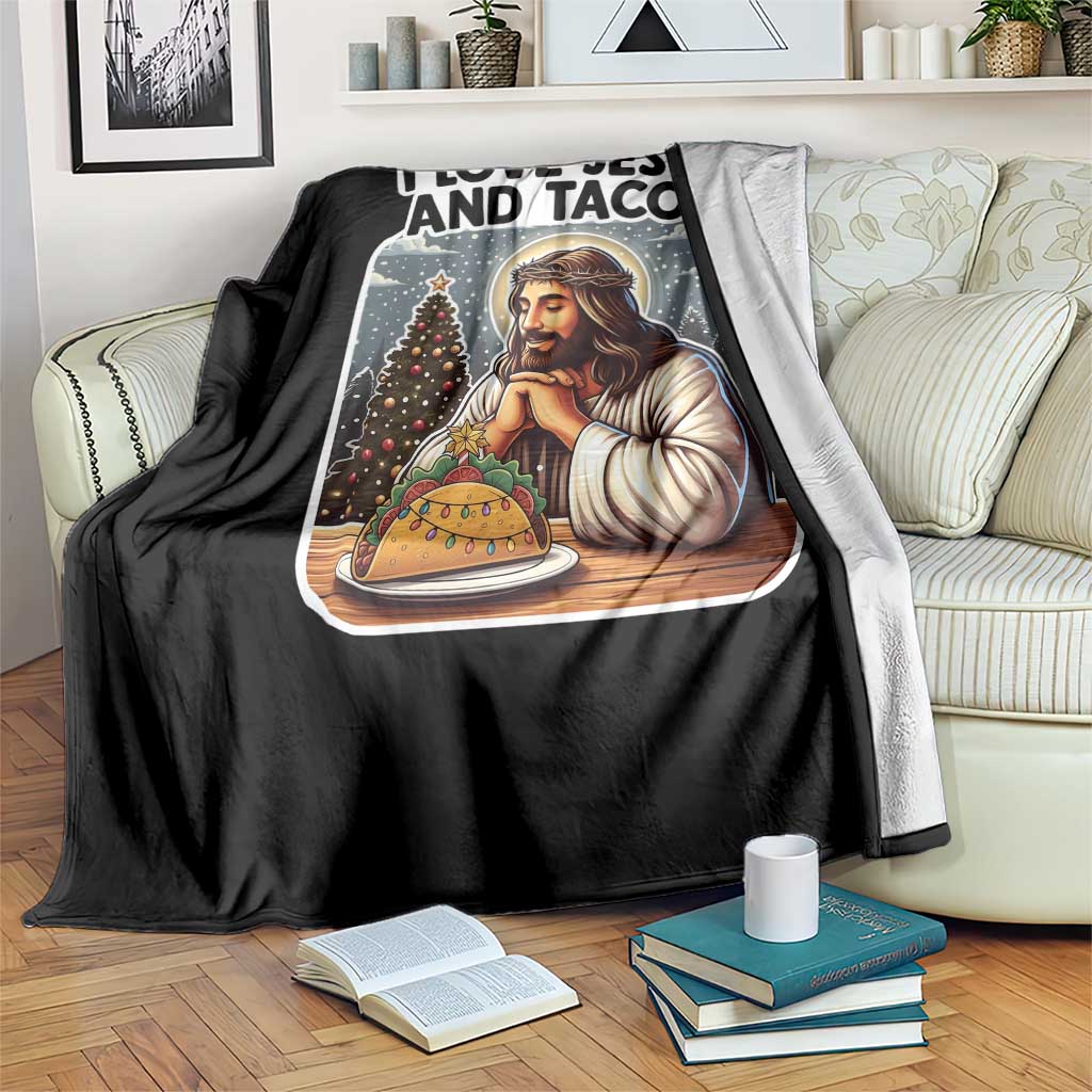 Funny Jesus Christian Christmas Throw Blanket I Love Jesus And Tacos - Wonder Print Shop