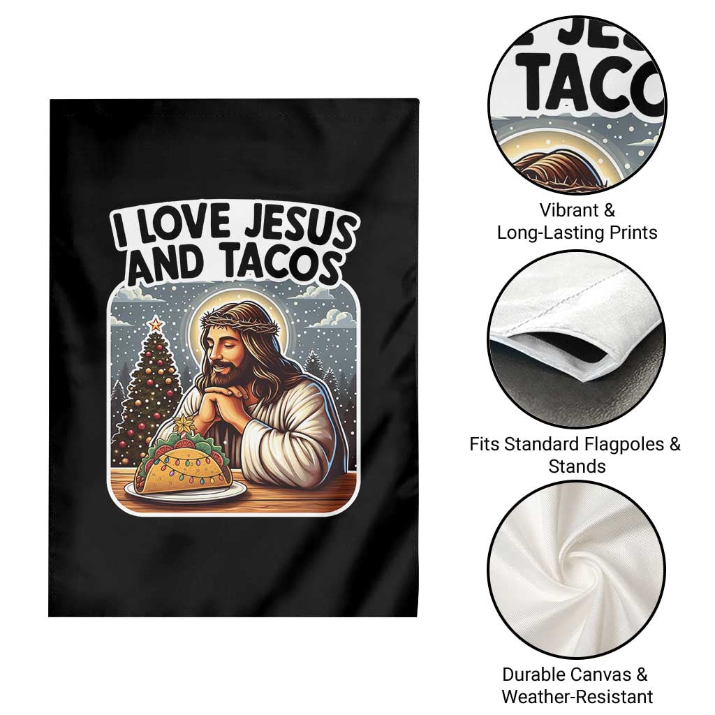 Funny Jesus Christian Christmas Garden Flag I Love Jesus And Tacos - Wonder Print Shop