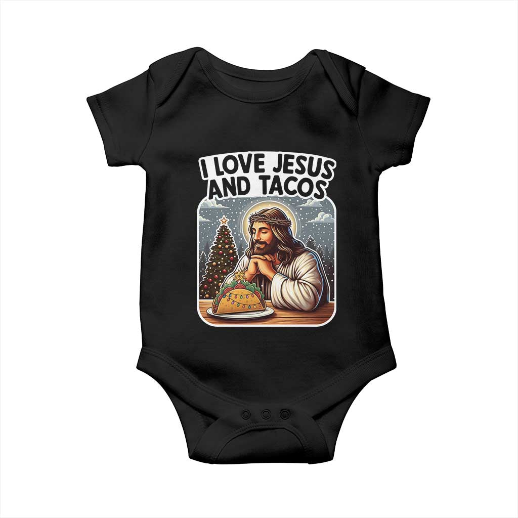 Funny Jesus Christian Christmas Baby Onesie I Love Jesus And Tacos - Wonder Print Shop