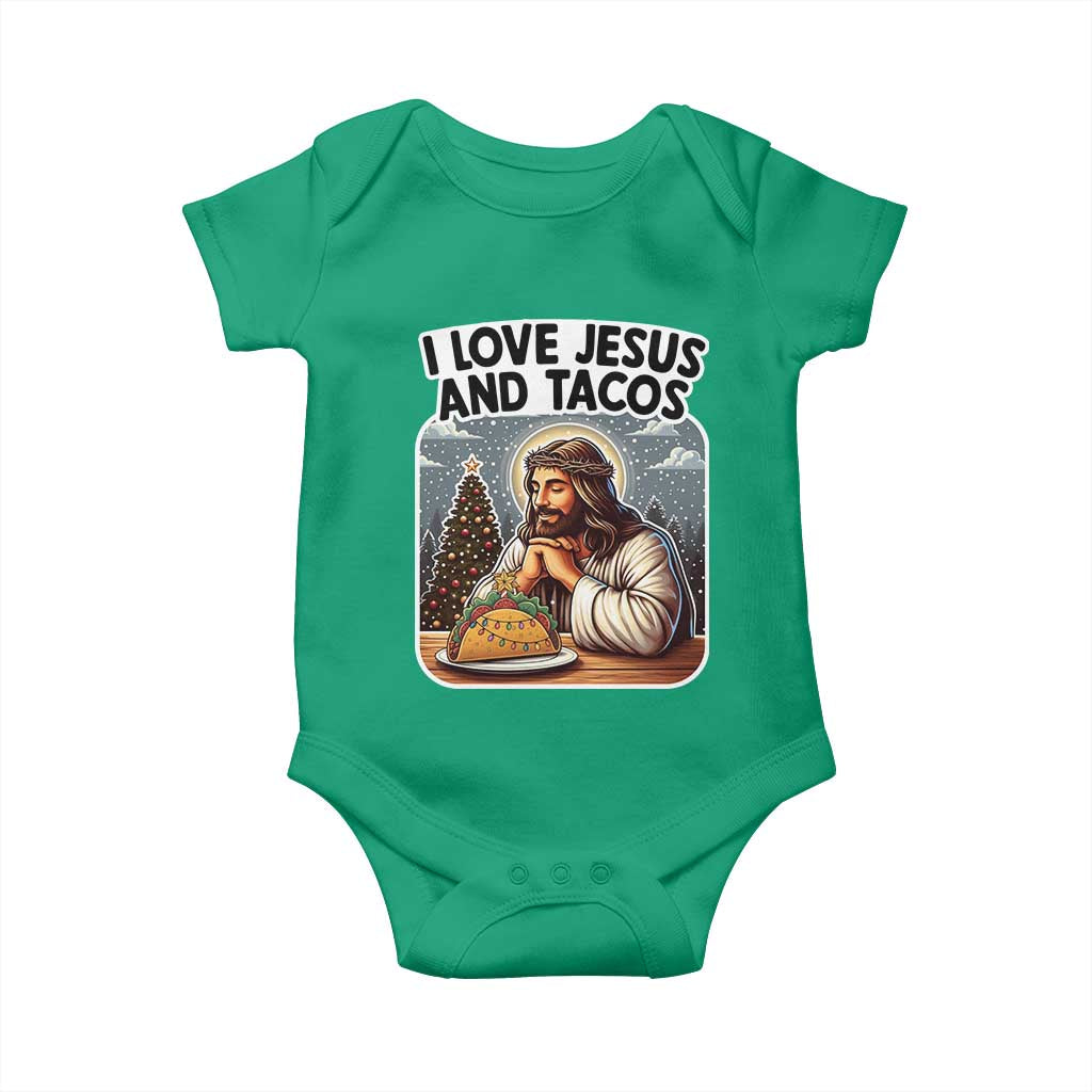 Funny Jesus Christian Christmas Baby Onesie I Love Jesus And Tacos - Wonder Print Shop