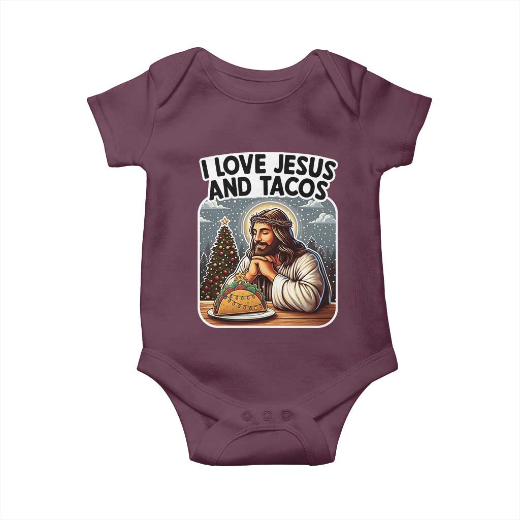 Funny Jesus Christian Christmas Baby Onesie I Love Jesus And Tacos - Wonder Print Shop
