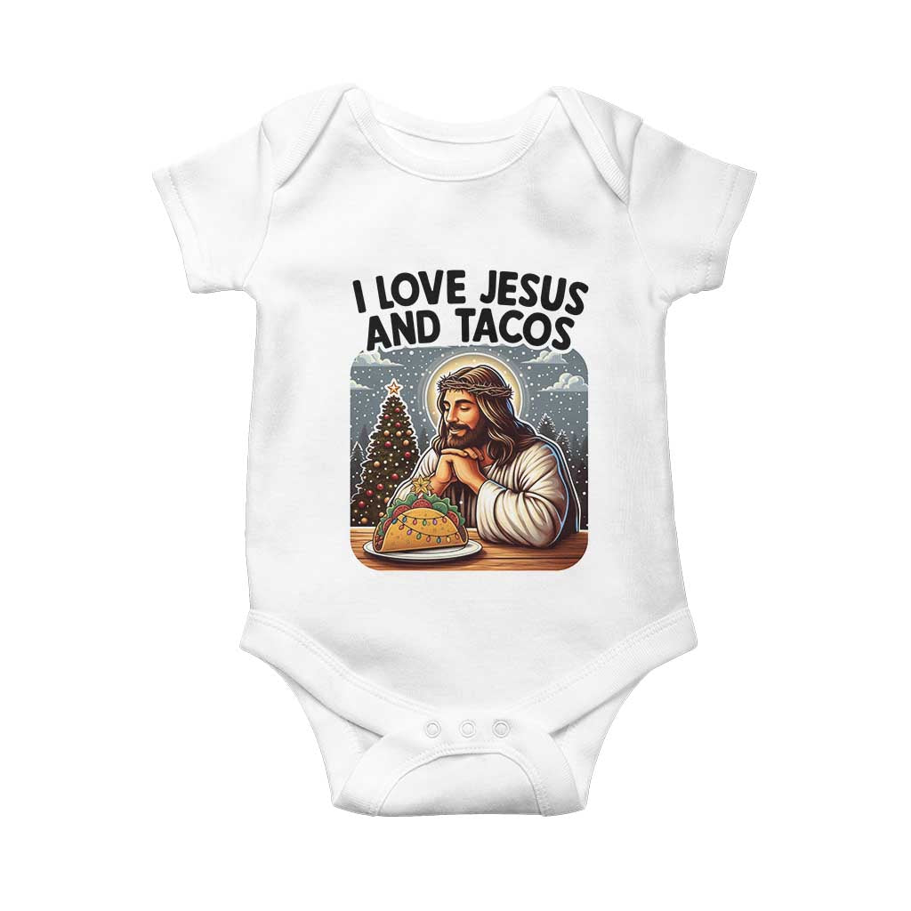 Funny Jesus Christian Christmas Baby Onesie I Love Jesus And Tacos - Wonder Print Shop