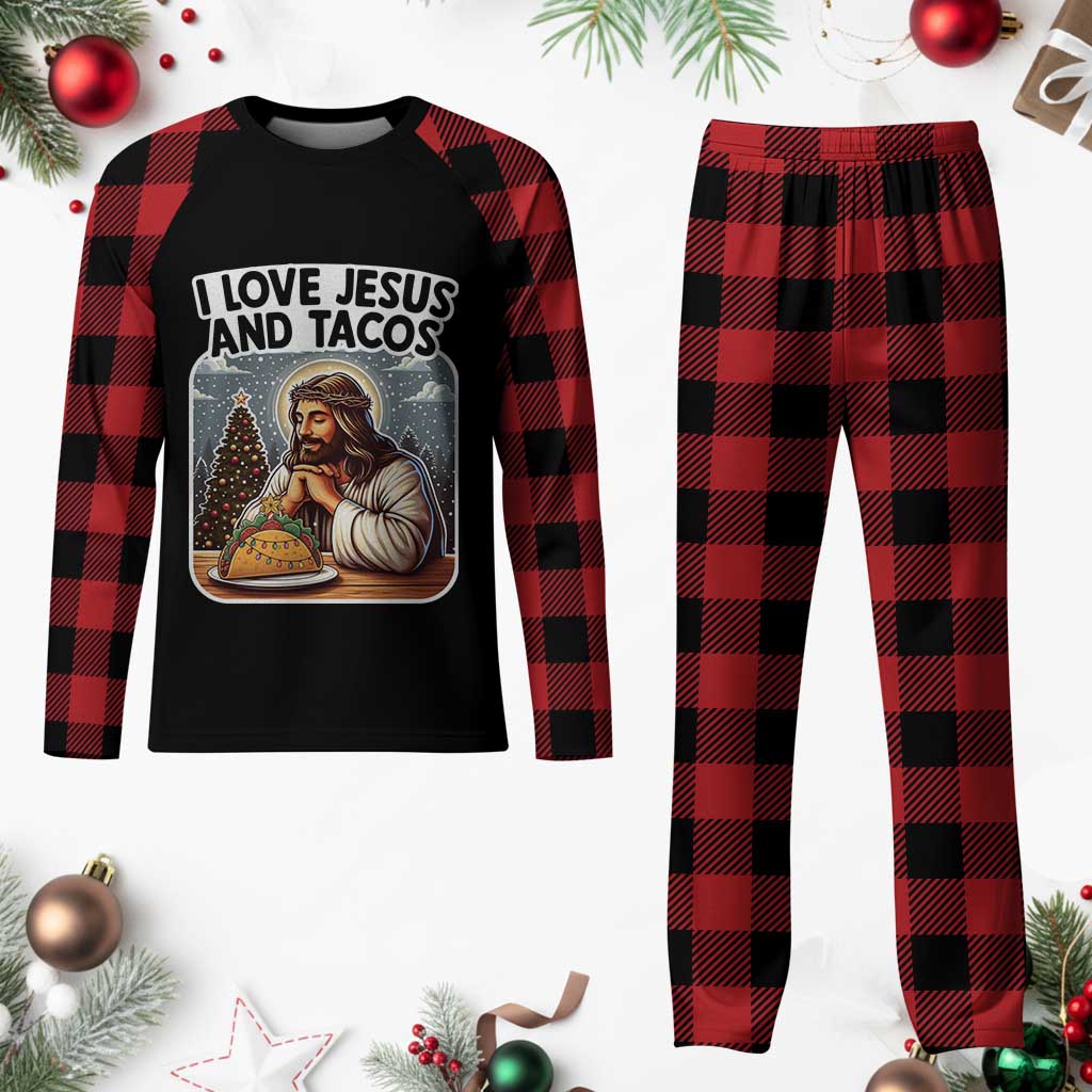 Funny Jesus Christian Christmas Plaid Pajama Set I Love Jesus And Tacos - Wonder Print Shop