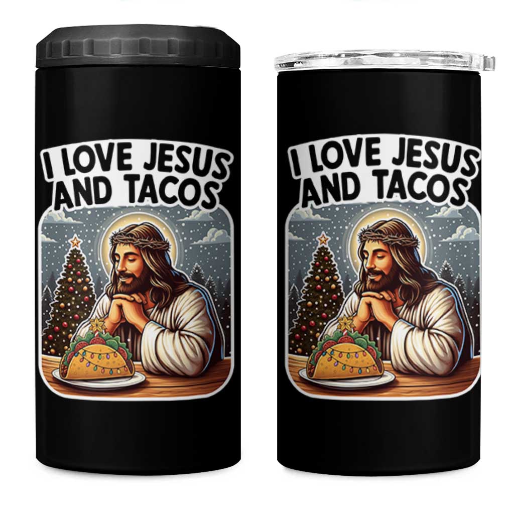 Funny Jesus Christian Christmas 4 in 1 Can Cooler Tumbler I Love Jesus And Tacos - Wonder Print Shop