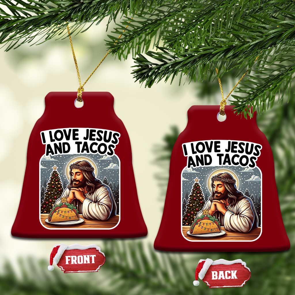 Funny Jesus Christian Christmas Ceramic Ornament I Love Jesus And Tacos - Wonder Print Shop