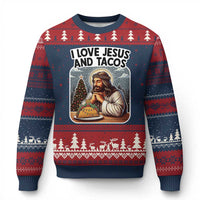 Funny Jesus Christian Xmas Ugly Christmas Sweater I Love Jesus And Tacos - Wonder Print Shop