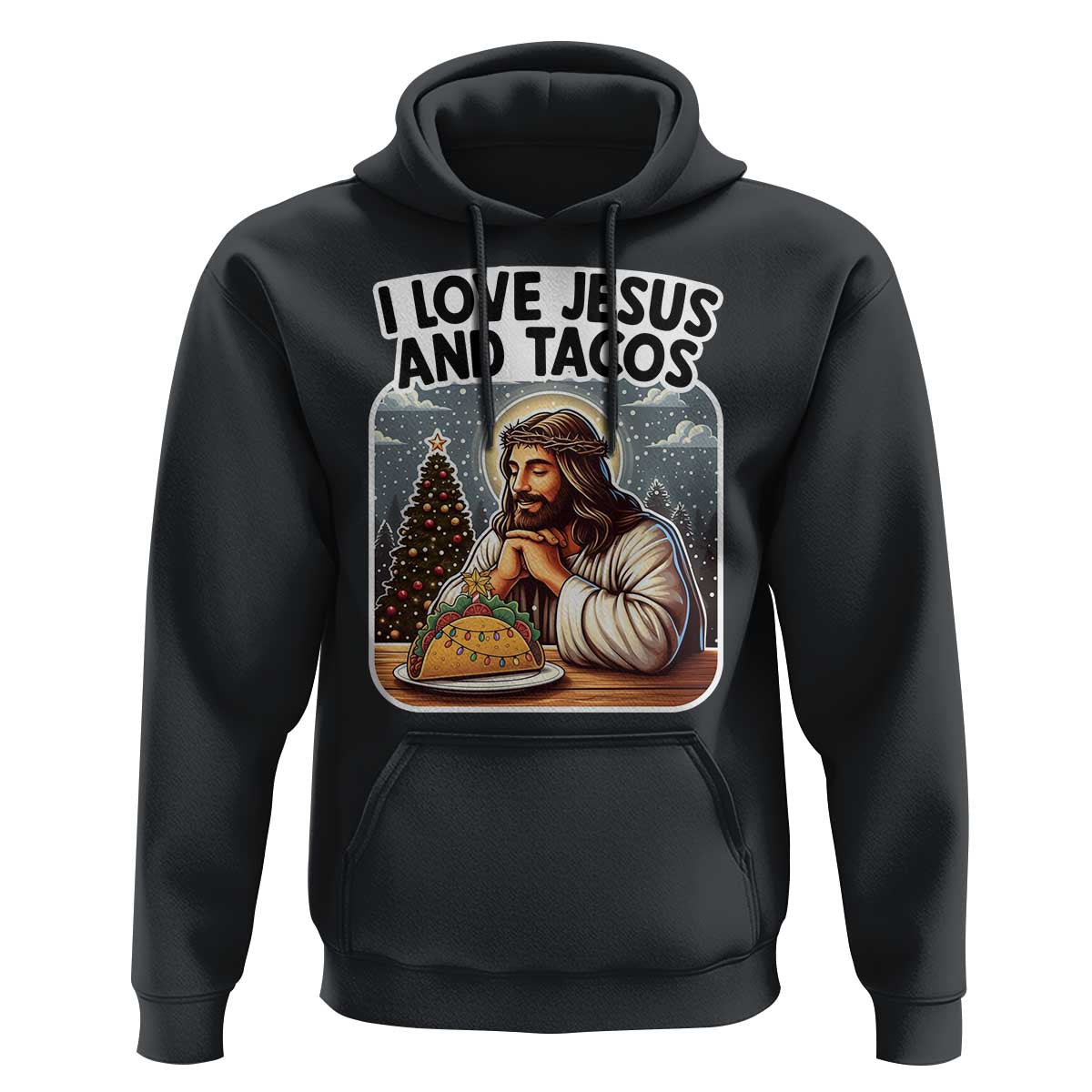 Funny Jesus Christian Christmas Hoodie I Love Jesus And Tacos - Wonder Print Shop