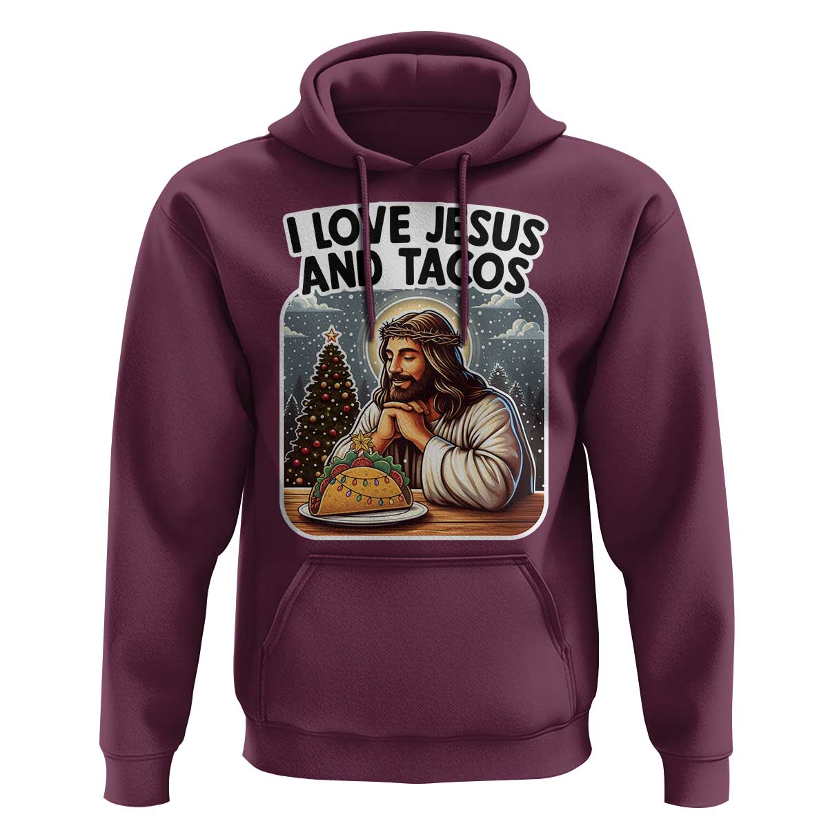 Funny Jesus Christian Christmas Hoodie I Love Jesus And Tacos - Wonder Print Shop