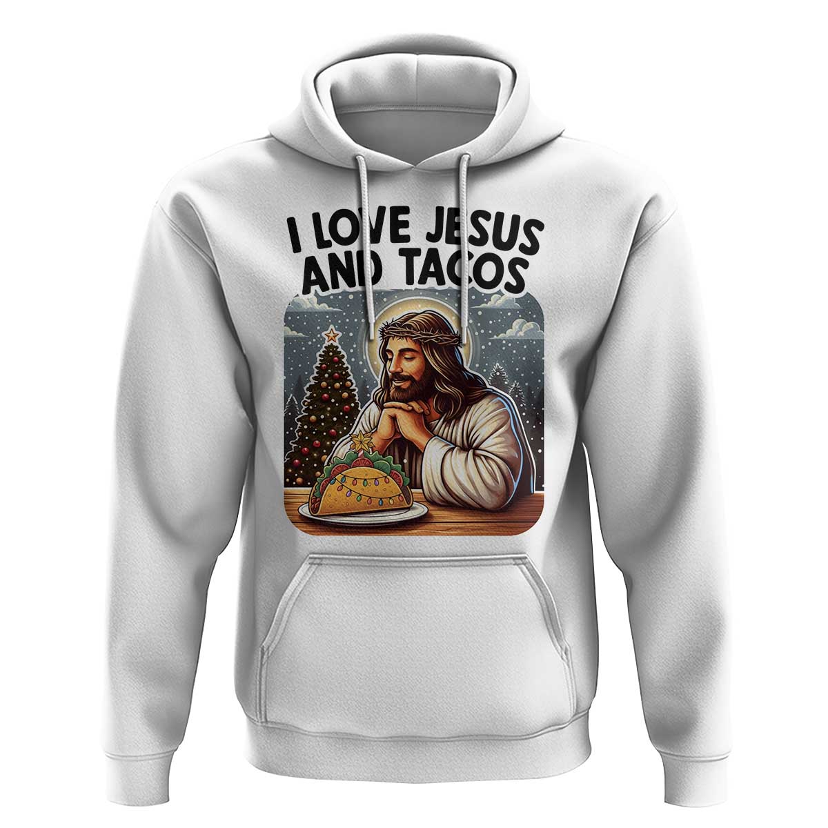 Funny Jesus Christian Christmas Hoodie I Love Jesus And Tacos - Wonder Print Shop