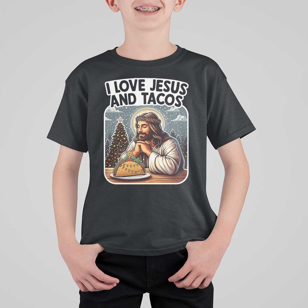 Funny Jesus Christian Christmas T Shirt For Kid I Love Jesus And Tacos - Wonder Print Shop