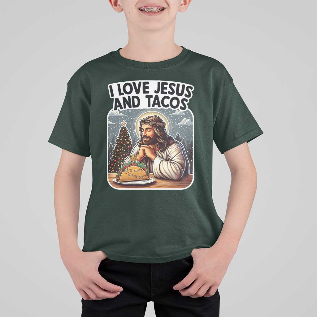 Funny Jesus Christian Christmas T Shirt For Kid I Love Jesus And Tacos - Wonder Print Shop