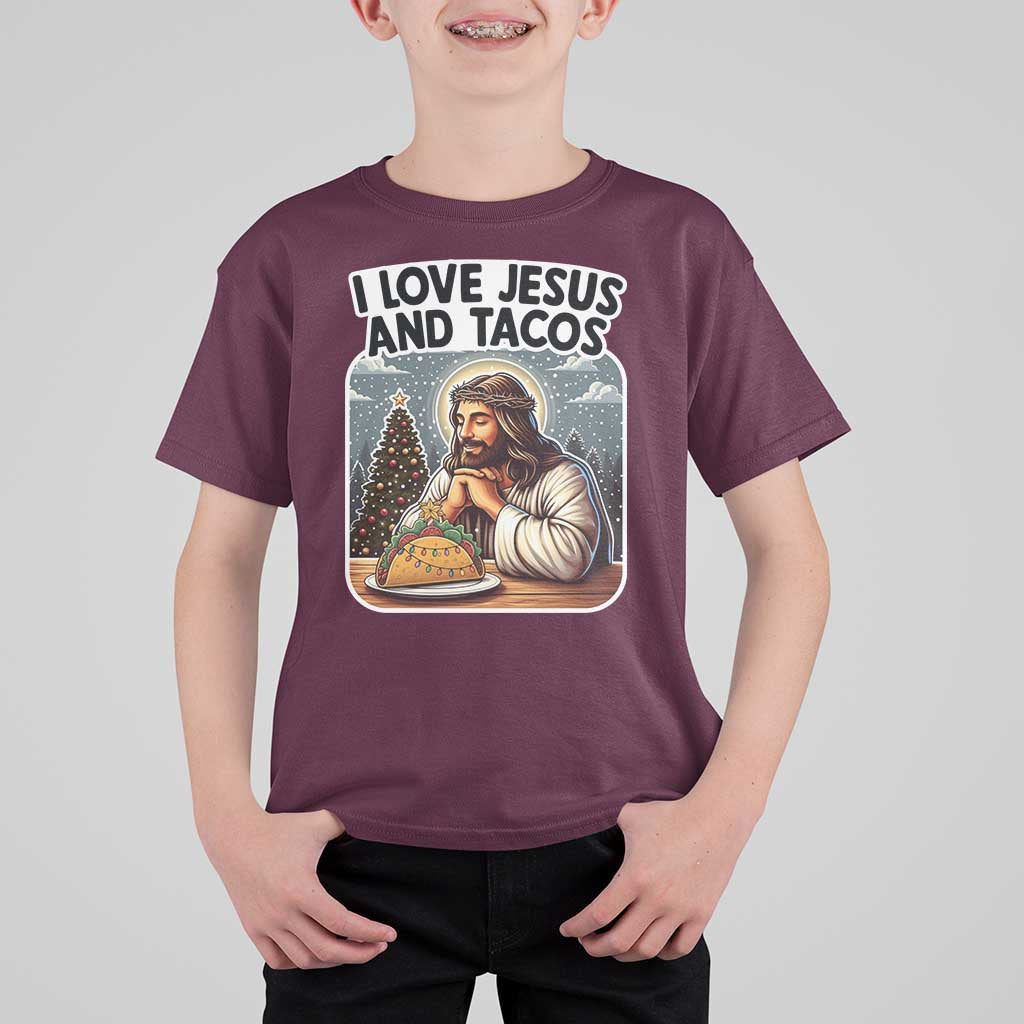 Funny Jesus Christian Christmas T Shirt For Kid I Love Jesus And Tacos - Wonder Print Shop