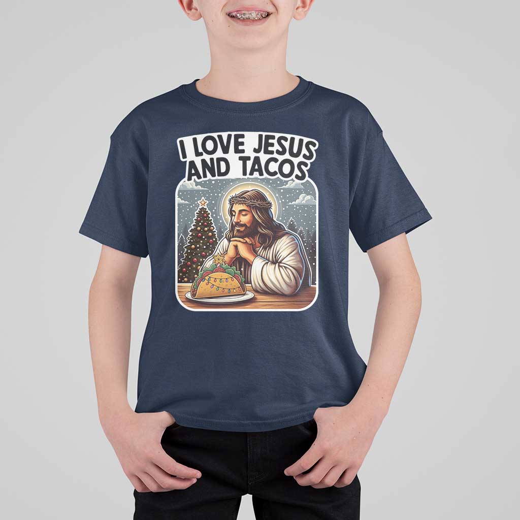 Funny Jesus Christian Christmas T Shirt For Kid I Love Jesus And Tacos - Wonder Print Shop